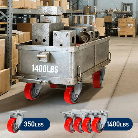 Heavy Duty 3 Inch Caster Wheels Set Of 4 With Polyurethane Steel Wheels Noiseless Swivel Casters on metal cart