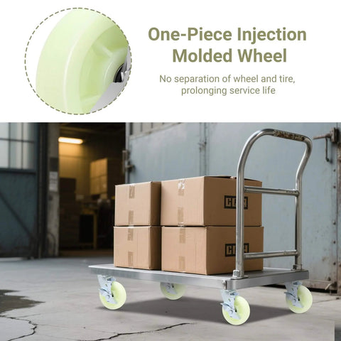 Cart loaded with boxes using Heavy Duty Caster Wheels 6 Inch - 4500 LBS, PP Plate Castor Set of 4 with Double Ball Bearings, non-marking.