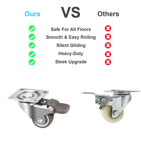 Comparison of 1 Inch Heavy Duty Caster Wheels Set of 4 with Brake against other casters, highlighting safety, smooth rolling, and durability.