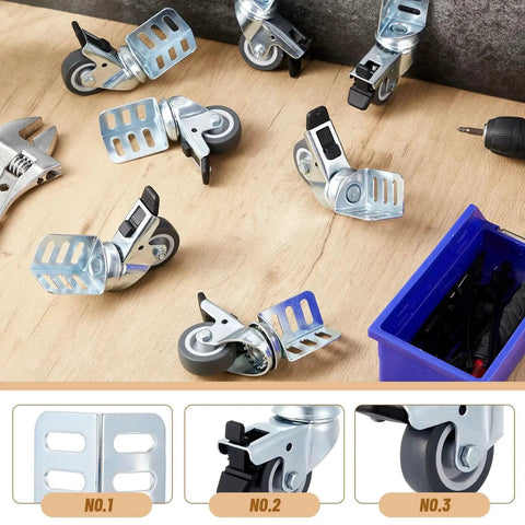 12 Pack 2 Inch Heavy Duty Storage Rack Caster Wheels With Top Brakes Swivel Corner Casters 720 Lb Total Capacity