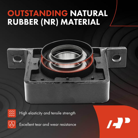 Heavy Duty Driveshaft Center Support Bearing for Dodge Ram 2500 2003 2004 2005 and Ram 3500 2003 2004 2005 Van 2003 Replacement 5159978AB 1.575 Inch Bearing Internal Diameter Carrier Bearing Direct Fit, shown in a front view with rubber material.