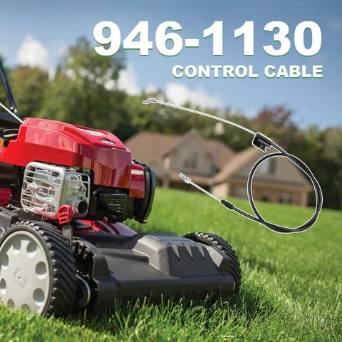 Heavy Duty Control Cable 946-1130 Direct Replacement for Riding Lawn Mowers with Weatherproof PTFE Coated Inner Wire displayed on grass