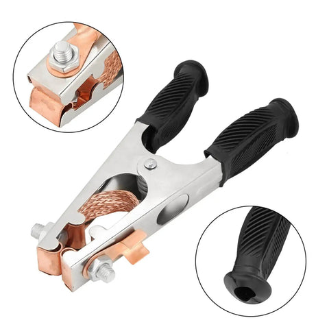 Heavy-Duty 500A Copper Welding Ground Clamp, Electroplated US Type Earth Clip For Manual Welders, strong spring details