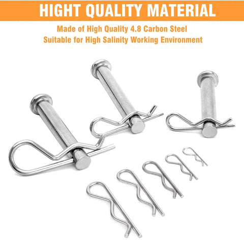 Go To Cotter Pins Set 30 Pieces In 5 Sizes From M1X16 To M3X65 Heavy Duty Steel Premium Quality Locking Pins displayed on white background