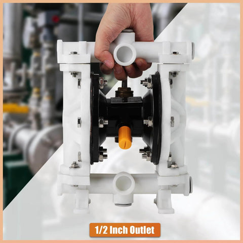 GCCSJ Air Operated Heavy Duty Double Diaphragm Transfer Pump 1/2" Inlet and Outlet, 13GPM, 100 PSI Max, Polypropylene Nitrile Rubber