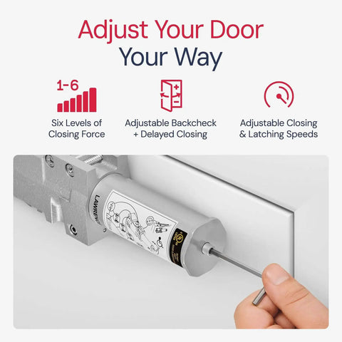 Extra Heavy Duty Door Closer For Commercial Doors With Adjustable 6 Speed Delayed Action 3 Pistons Flexible Installation Embassy Series LH8016