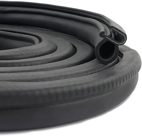 Car door weather stripping seal, 20 ft U-shaped rubber edge trim with steel insert, black automotive seal coil