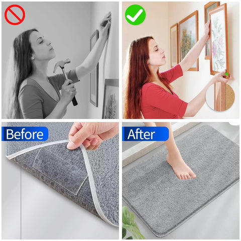 Heavy Duty Double Sided Tape 2 Roll Pack, Total 20 Feet, Removable Nano Tape For Walls, Carpets, Posters And Pictures, Outdoor Friendly Mounting Tape With Instant Bonding, Cut To Any Size, No Tools Required in use on wall decor and carpet securing.