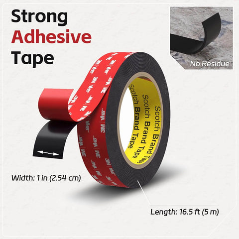 Heavy Duty Double Sided Tape 1 Inch By 16 And A Half Feet, ultra strong waterproof mounting tape roll with clean removal feature