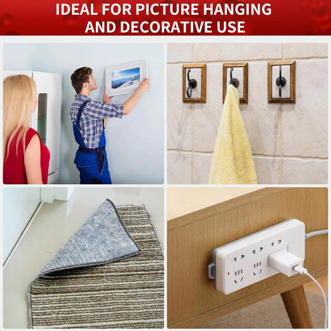 Heavy Duty Double Sided Tape 2 Roll Mounting Kit, 19.68 Ft Total used for hanging frames, towels, securing rugs, and mounting power strips