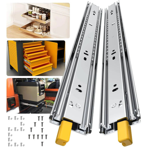1 Pair Heavy Duty Drawer Slides [165 LB Capacity] with Lock Side Mount 16 Inch, shown with installation hardware
