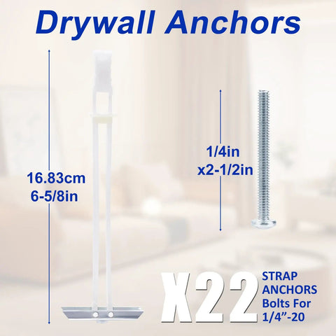 Heavy Duty Drywall Anchors Kit With Included 1/4-20 Bolts Holds Up To 270 Pounds Per Anchor For 1/2 Inch Drywall Great For TV Mounts 22 Pack Hollow Wall Anchors Screws Built To Last.