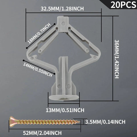 Heavy Duty Drywall Anchor Kit With Screws For Hollow Walls And Plasterboard, Self Drilling Butterfly Expansion Plugs, size details