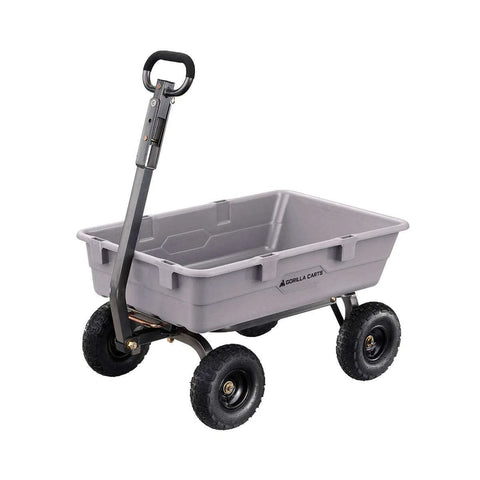 Heavy Duty Poly Dump Cart with 5 Cu Ft Tub 800 LB Haul Capacity Towable Utility Wagon with Quick Release Dumping and Pneumatic Tires