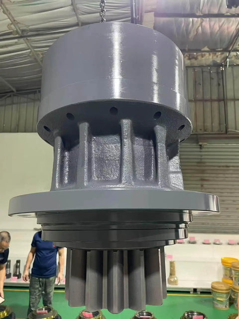 Front view of Beefed Up Heavy Duty Planetary Swing Drive for Excavators With High Torque And Low Backlash Aftermarket Swing Reduction Gearbox Compatible With Volvo EC210 Direct Replacement Slew Drive