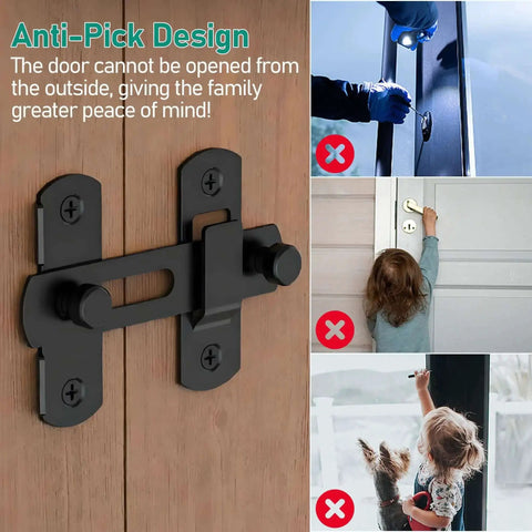 Beefy 4 Inch Heavy Duty Flip Latch Gate Latches for Barn Wood Fence and Sliding French Doors Matte Black SUS304 Stainless Steel