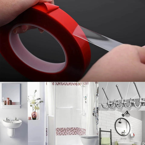 Heavy Duty Double Sided Mounting Tape With Acrylic Adhesive Foam For Picture Hanging On Walls Posters Automotive And Outdoor Use No Nails Needed 0.2 Inch Thick 33 Feet Per Roll Pack Of Three. Close-up of tape being peeled.