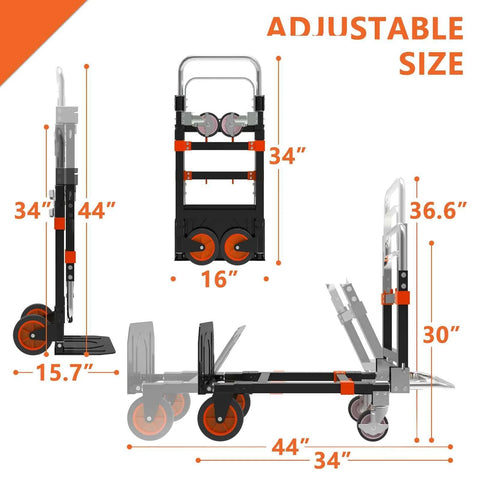 Dimensions of ✝️ 3 in 1 Heavy Duty Folding Hand Truck, Convertible Portable Steel Dolly, foldable utility cart with rubber wheels