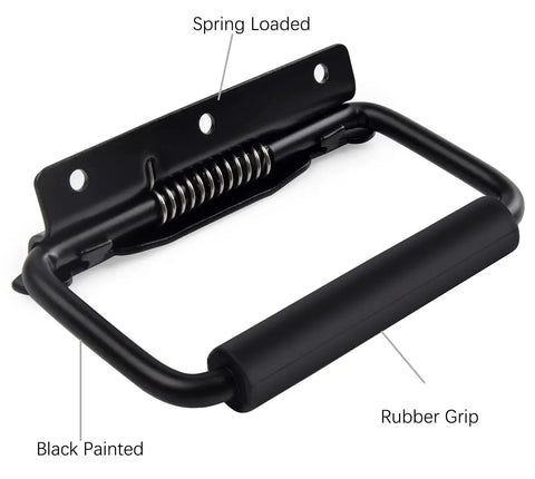 5.15 Inch Heavy Duty Folding Handle With Rubber Grip Spring Loaded 3 Mounting Holes For Toolbox Cabinet Luggage And Outdoor Storage