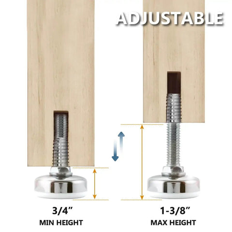 Heavy Duty Adjustable Furniture Levelers 4 Pack By Powertec With Three Eighths Inch By Sixteen Threaded Inserts for height adjustment