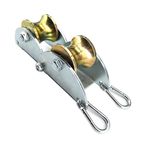 Heavy-Duty Pulley Hoist with galvanized steel frame for lifting; part of a Pulley System for Lifting and edge protection.