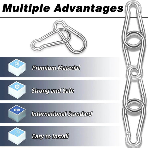 2.36 Inch M6 Carabiner Clips Heavy Duty Galvanized Steel Spring Snap Hooks 260Lbs Holding Capacity 40 Pack diagram