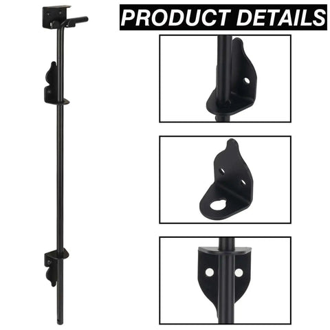 18 Inch Heavy Duty Cane Bolt Drop Rod For Gates And Fences Ground Latch For Wooden And Metal Gates And Doors Wrought Iron Gate Latches Black Finish 1 Pack Solid Steel Construction Weather Resistant And Durable, detailed product view