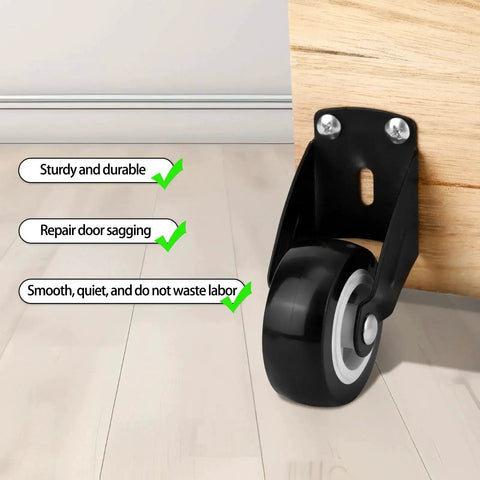 Eight Pieces Two Inch Gate Wheels With 48 Screws Included Anti Sag Door Bottom Support Gate Caster Wheels installed on wooden door