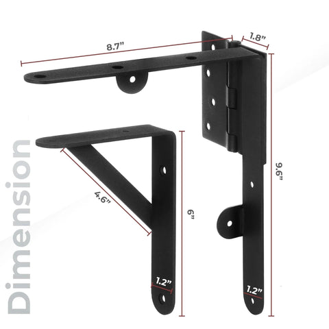 Anti Sag Gate Kit With 90 Degree Gate Corner Bracket And Heavy Duty Hinges for Wooden Fences, doors, driveways - bracket dimensions