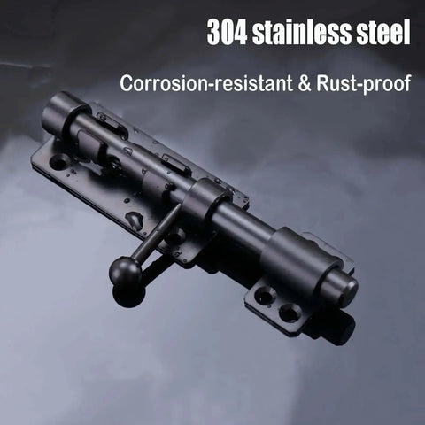 Heavy Duty 6.3 Inch Gate Latch Barrel Bolt Slide Lock in Solid 304 Stainless Steel with Black Finish, rustproof and weather resistant