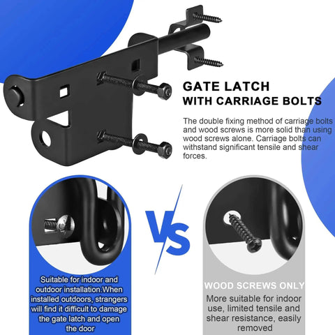 Heavy Duty Slide Bolt Gate Latch With Padlock Hole Built Tough Universal Security Lock comparison with wood screws