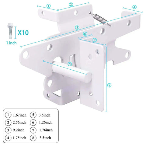 Dimensions of Heavy Duty Gate Latch With Post Mount Automatic Self Closing Door Latch For Wooden And Vinyl Fences Pool And Garden