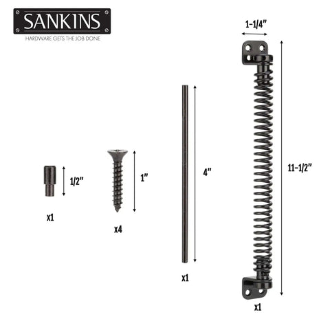 Heavy Duty Eleven And A Half Inch Self Closing Gate Spring For Outdoor Wooden And Vinyl Fences Built To Last With Adjustable Tension