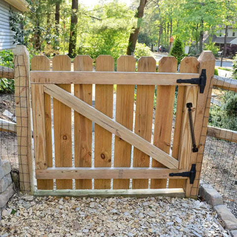 Wooden gate with Beefy Heavy Duty Self Closing Gate Spring For Outdoor Gates Adjustable Tension Gate Closer For Wooden And Vinyl Fences
