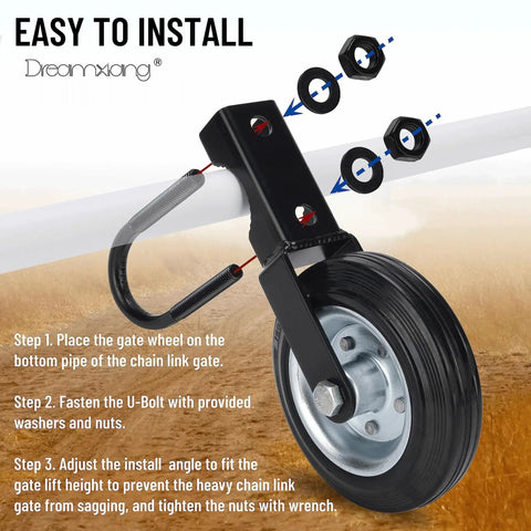 Heavy Duty 6 Inch Farm Gate Wheel Black Solid Rubber Wheel With Steel Core For Outdoor Gates Load Bearing High Durability Corrosion Resistant Powder Coated Finish And Hot Dip Galvanized Components 1 Pack