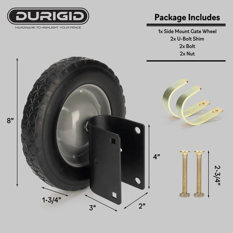 8 Inch Heavy Duty Gate Wheels For Metal Tube Gates And Fence Gates Side Mount Gate Wheel Helper With Sturdy Rubber Wheel