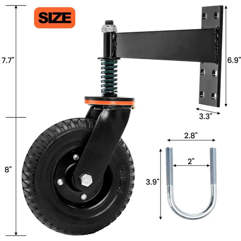 8 Inch Heavy Duty Gate Wheel With Suspension For Metal Or Wooden Gates 600 Lbs Capacity Per Wheel 360 Degree Rolling Caster