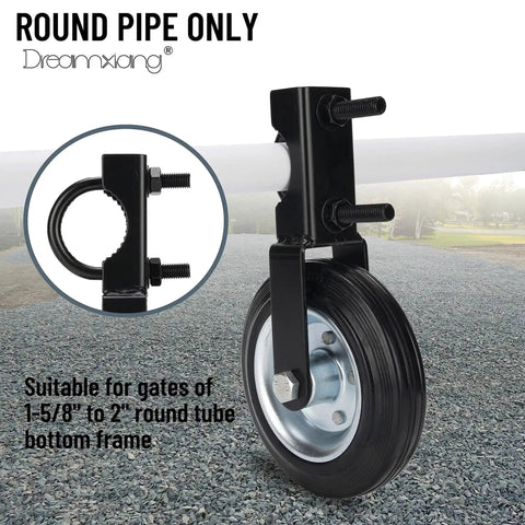 Heavy Duty 6 Inch Farm Gate Wheel Black Solid Rubber Wheel With Steel Core For Outdoor Gates Load Bearing
