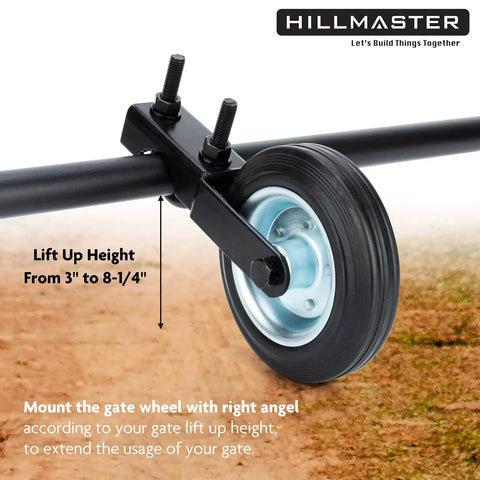 Heavy Duty Gate Wheel Caster Kit For Chain Link Fence Swing Gates Fits One And Five Eighths To Two Inch Gate Frames With Rubber Tire Wheel And Solid Steel Plate Black Powder Coat Finish For Outdoor Use