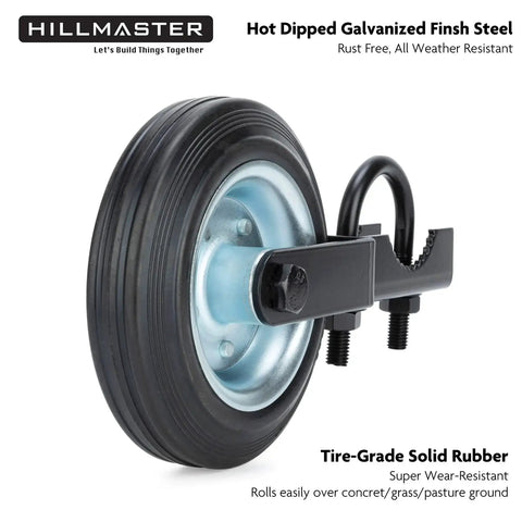 Heavy Duty Gate Wheel Caster Kit For Chain Link Fence Swing Gates Fits One And Five Eighths To Two Inch Gate Frames With Rubber Tire Wheel And Solid Steel Plate Black Powder Coat Finish For Outdoor Use