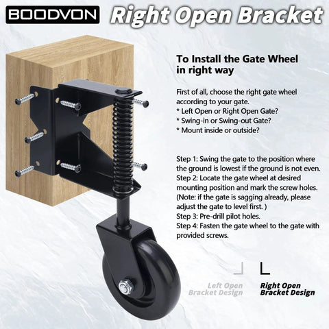 Heavy Duty Gate Wheel And Casters For Outdoor Wooden And Fence Gates Spring Loaded For Shock Absorption 360 Degree Swivel