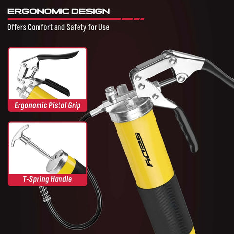 17-Piece Heavy Duty Grease Gun Kit: 14oz Grease Tube Flexible Hose Bearing Grease Pump 8000 PSI Pistol Grip Grease Guns Tool