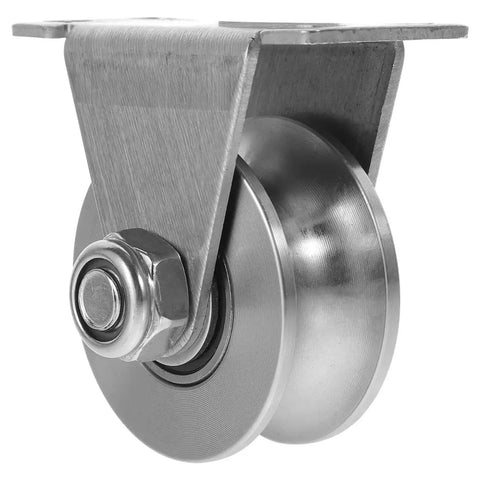 Side view of Groove Wheel Pulley 2.75X2.36X1.77 Inches heavy duty sliding door pulley with U shaped groove