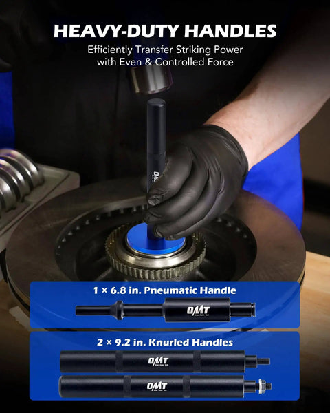 Heavy Duty Bearing Race And Seal Driver Kit 15 Piece With 2 11 16 Inch To 4 1 8 Inch Adapters Knurled And Pneumatic Handles