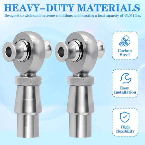 Two chromoly steel 7/8-14 Heim Joint Rod Ends with 3/4 inch head, showing right and left hand thread for heavy duty suspension links.
