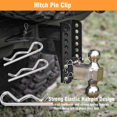 Go To Cotter Pins Set 30 Pieces In 5 Sizes From M1X16 To M3X65 installed on trailer hitch displaying R clip and wheel pins