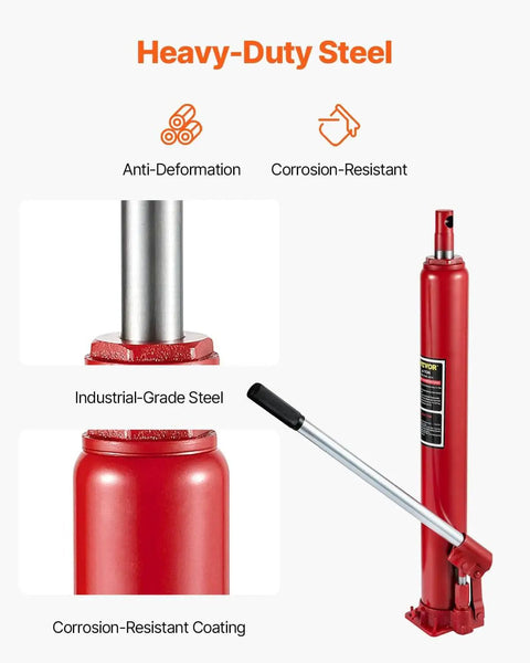 Heavy Duty 4 Ton Long Ram Hydraulic Jack With 8818 Lb Capacity For Engine Hoist And Garage Lifts, Manual Pump