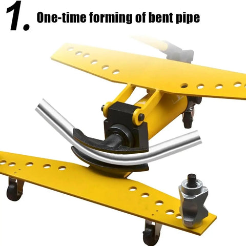 Heavy Duty Manual Hydraulic Pipe Bender With Six Dies bending metal pipe, showcasing one-time forming process.