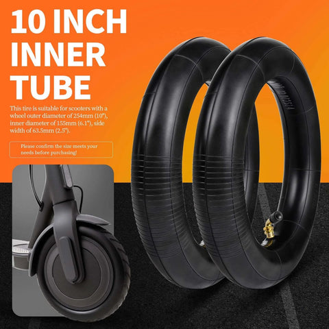 Heavy Duty 10x2.50 Inner Tube (2-Pack) for Electric Scooters – 0° Straight Valve Stem – Fits 10-Inch Tires on 6-Inch Rims