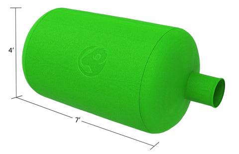Side view of a green RAM Heavy-Duty ECO+ insulation vacuum bag, 7 ft x 4 ft with nozzle.